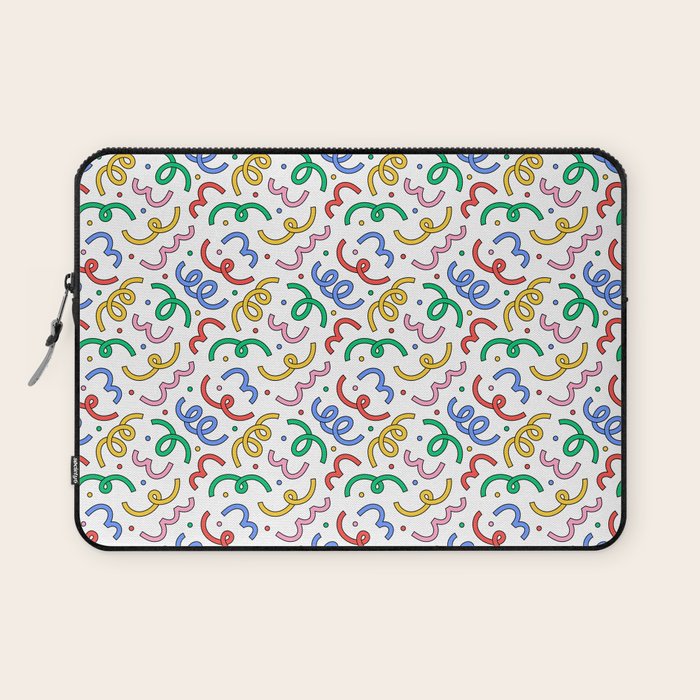 Colorful abstract fun line doodle pattern Laptop Sleeve Gallery Image 1