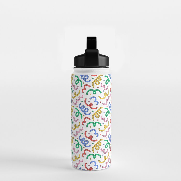 Colorful abstract fun line doodle pattern Water Bottle Gallery Image 2