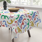 Colorful abstract fun line doodle pattern Tablecloth Gallery Image 3