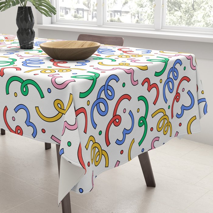Colorful abstract fun line doodle pattern Tablecloth Gallery Image 3