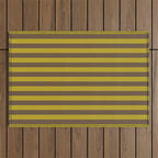 Vintage Moss and Coffee Stripes Outdoor Rug Gallery Image 1