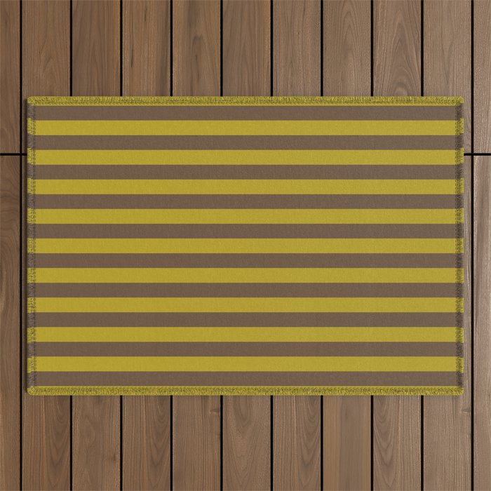 Vintage Moss and Coffee Stripes Outdoor Rug Gallery Image 1