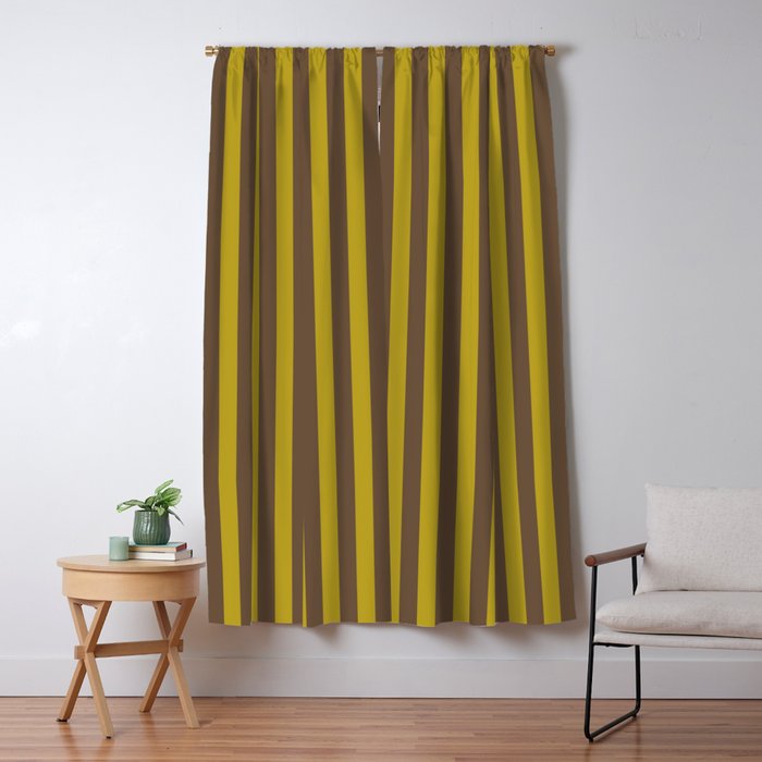 Vintage Moss and Coffee Stripes Window Curtain Gallery Image 5