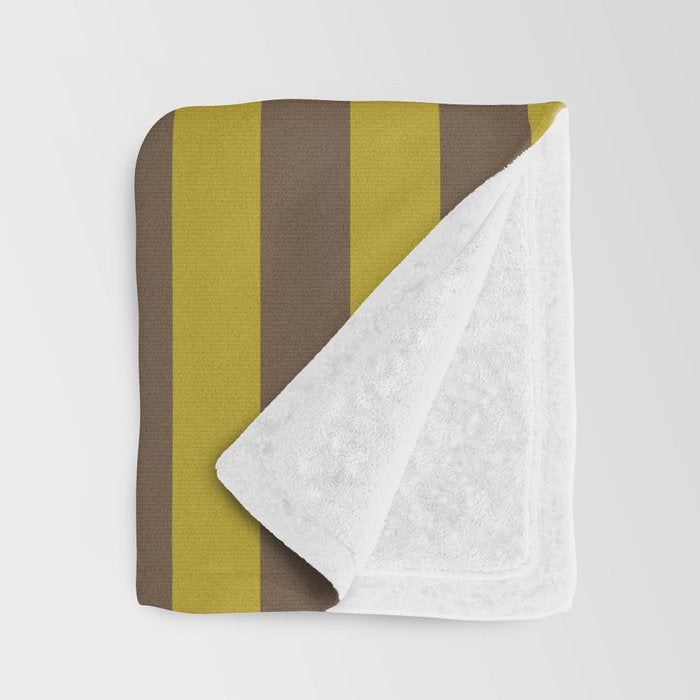 Vintage Moss and Coffee Stripes Throw Blanket Gallery Image 3