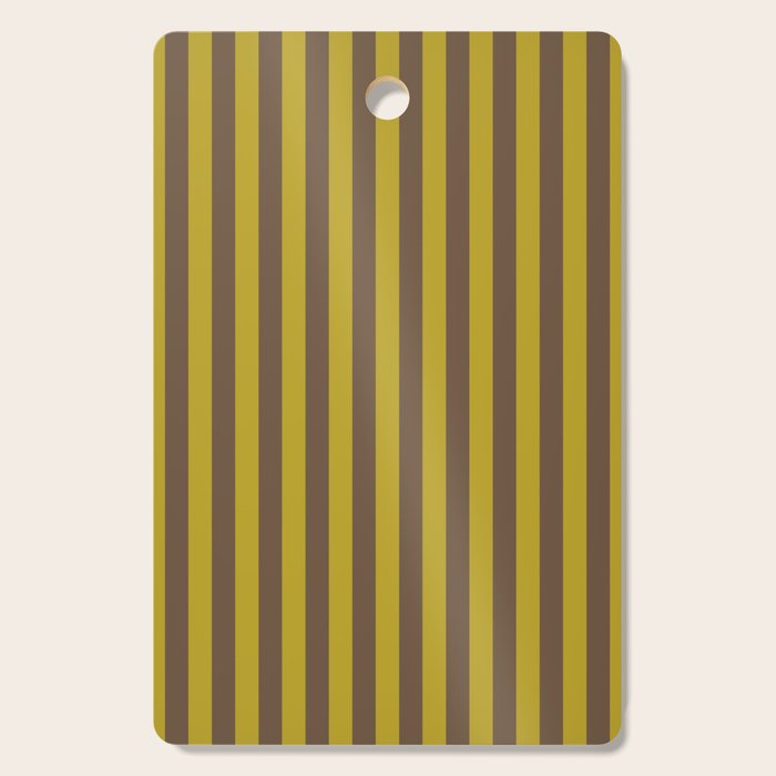 Vintage Moss and Coffee Stripes Cutting Board Gallery Image 1