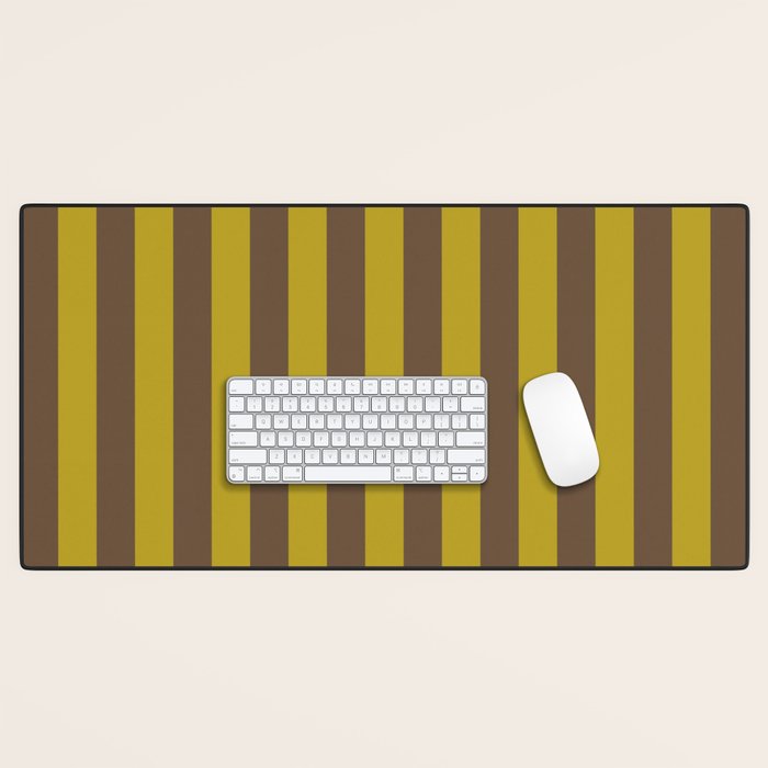 Vintage Moss and Coffee Stripes Desk Mat Gallery Image 1