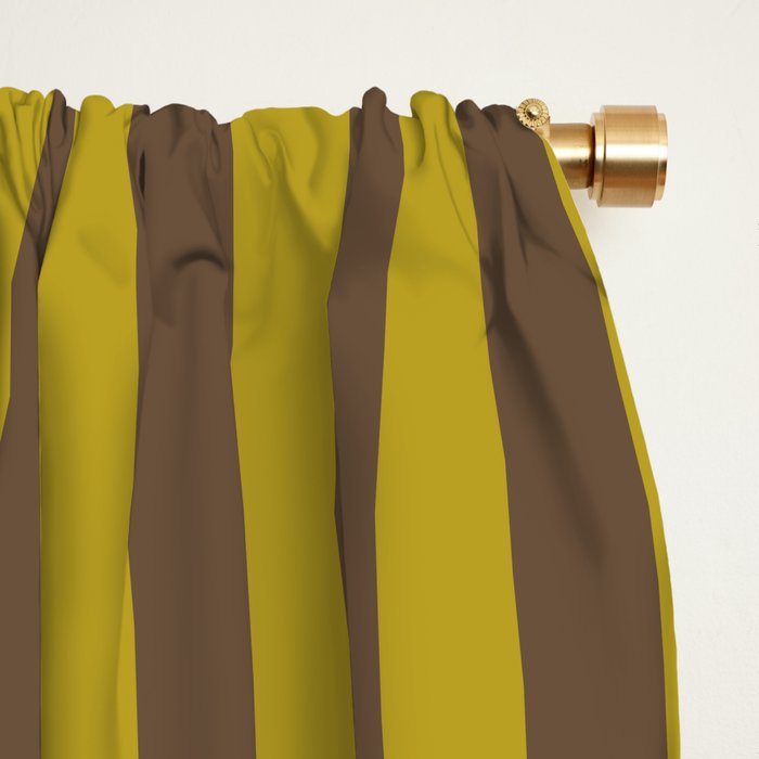 Vintage Moss and Coffee Stripes Window Curtain Gallery Image 2