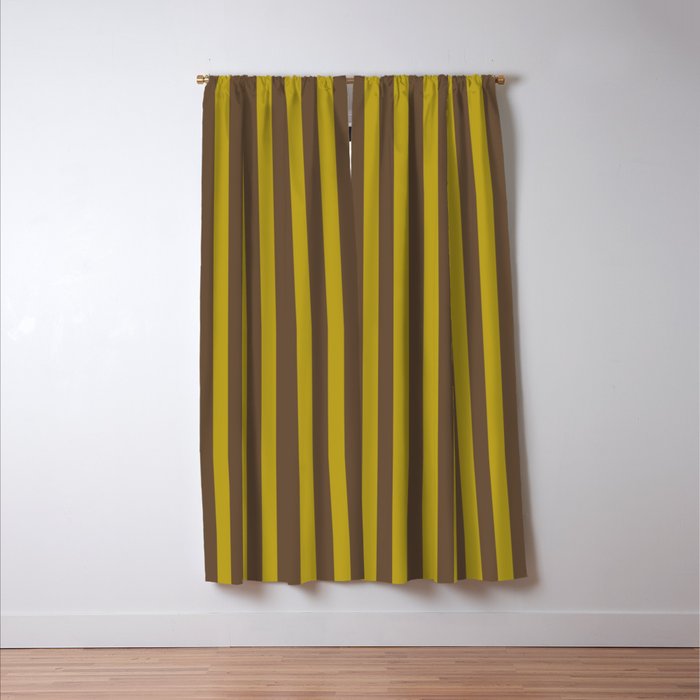 Vintage Moss and Coffee Stripes Window Curtain Gallery Image 3