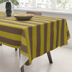 Vintage Moss and Coffee Stripes Tablecloth Gallery Image 3