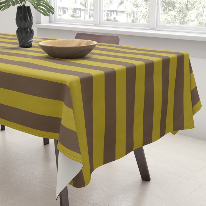 Vintage Moss and Coffee Stripes Tablecloth Gallery Image 3