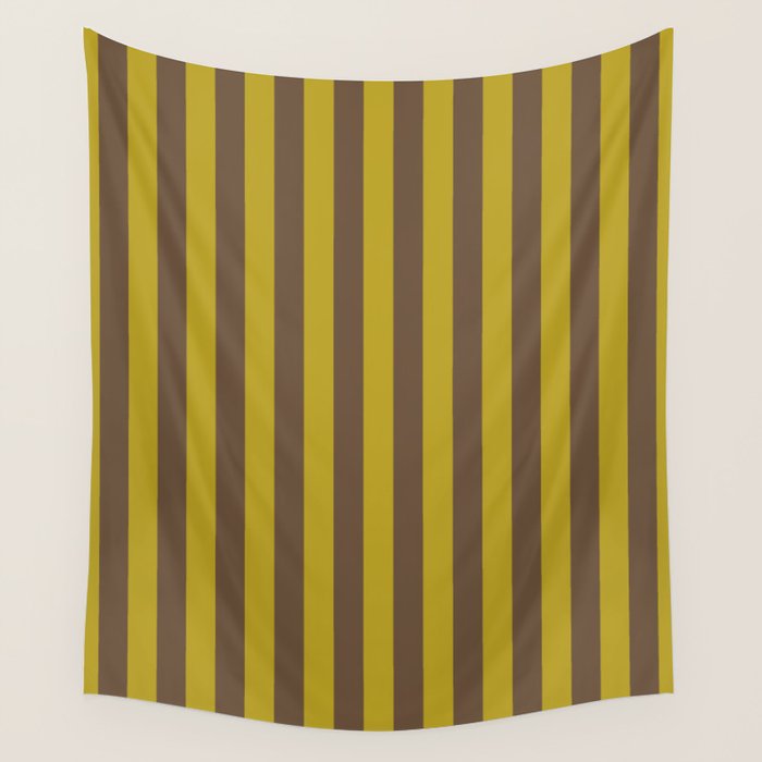 Vintage Moss and Coffee Stripes Wall Tapestry Gallery Image 4