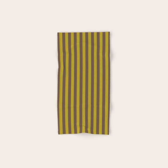 Vintage Moss and Coffee Stripes Bath Towel Gallery Image 1