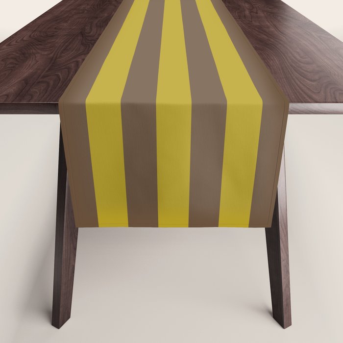 Vintage Moss and Coffee Stripes Table Runner Gallery Image 1