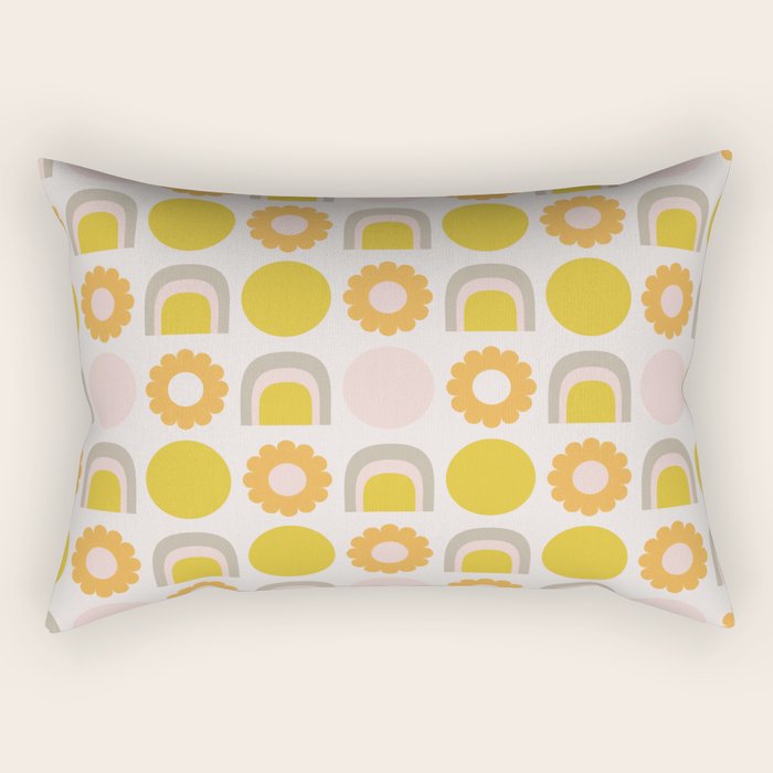 Floral Sunshine Rainbow Pattern Rectangular Pillow Gallery Image 2