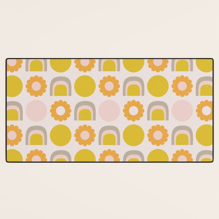 Floral Sunshine Rainbow Pattern Desk Mat Gallery Image 3