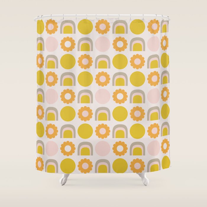 Floral Sunshine Rainbow Pattern Shower Curtain Gallery Image 1