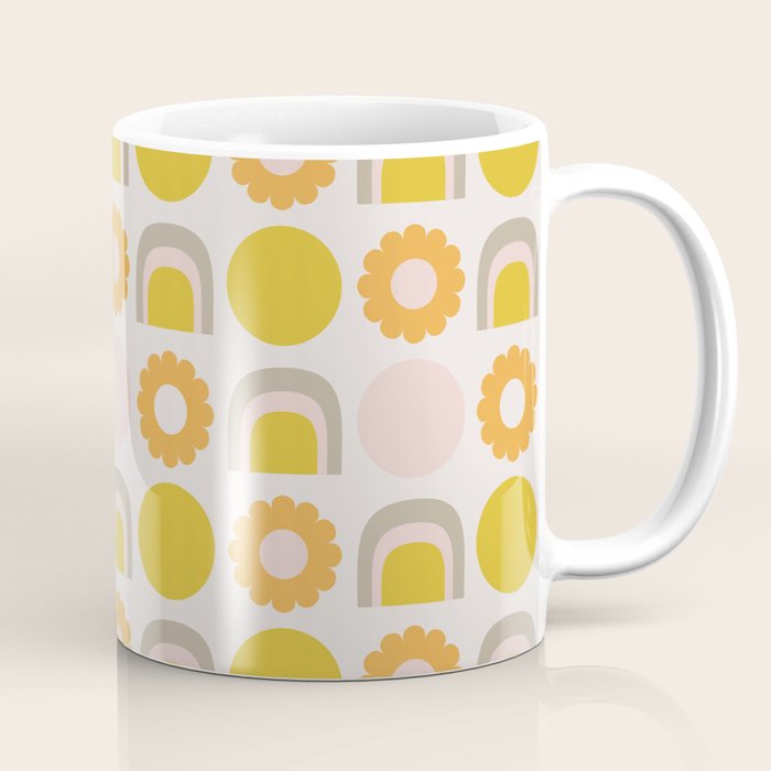 Floral Sunshine Rainbow Pattern Coffee Mug Gallery Image 1