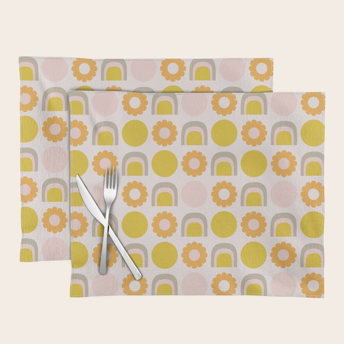 Floral Sunshine Rainbow Pattern Placemat Gallery Image 1