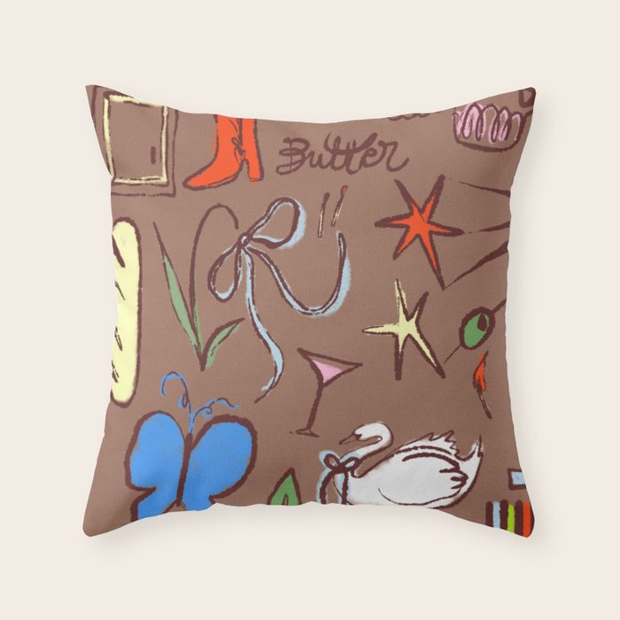 Simple Girl Inspired by PANTONE 17 1230 Mocha Mousse Throw Pillow Gallery Image 1