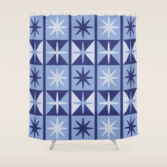 Mid Century Modern Starburst Pattern Shower Curtain Gallery Image 1