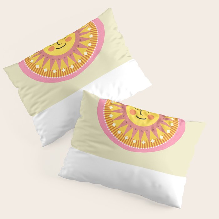 Smiling Sleeping Sun Face Pillow Sham Gallery Image 3