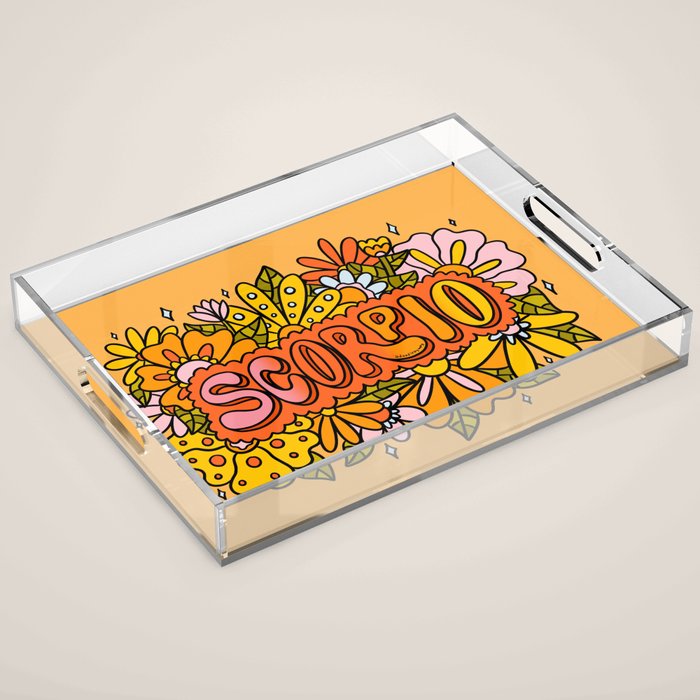 Scorpio Flowers Acrylic Tray Gallery Image 1
