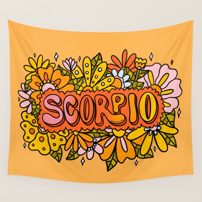 Scorpio Flowers Wall Tapestry Gallery Image 4