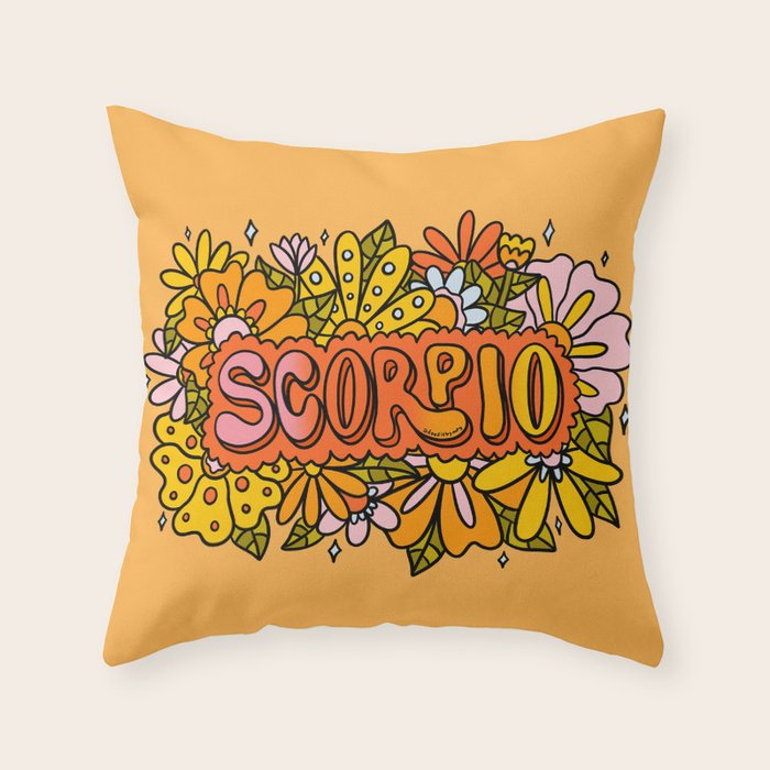 Scorpio Flowers Throw Pillow Gallery Image 6