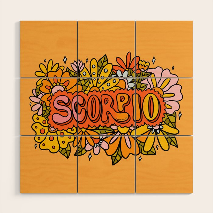 Scorpio Flowers Wood Wall Art Gallery Image 1