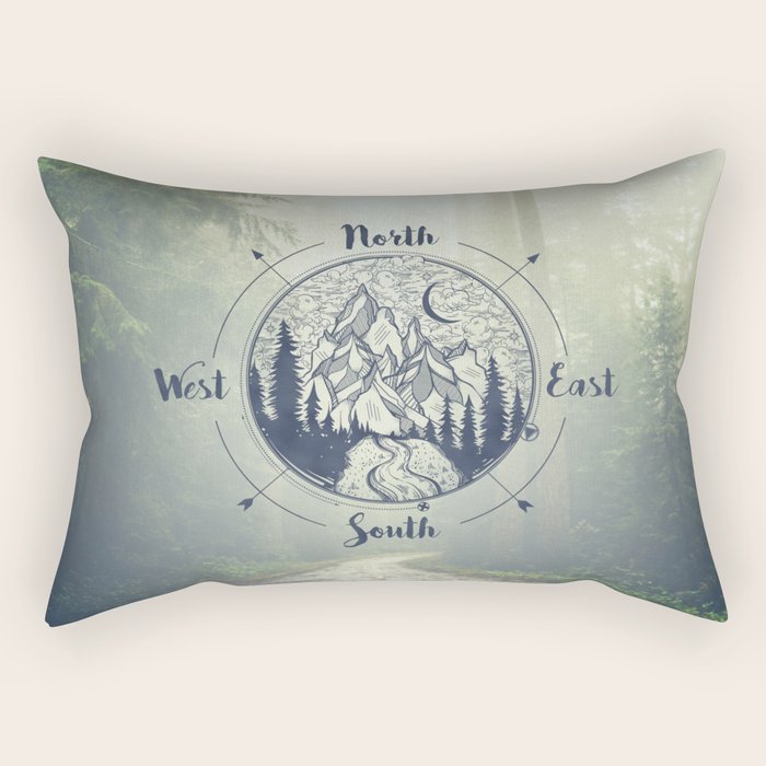 Compass Mountain Road Trip Rectangular Pillow Gallery Image 2