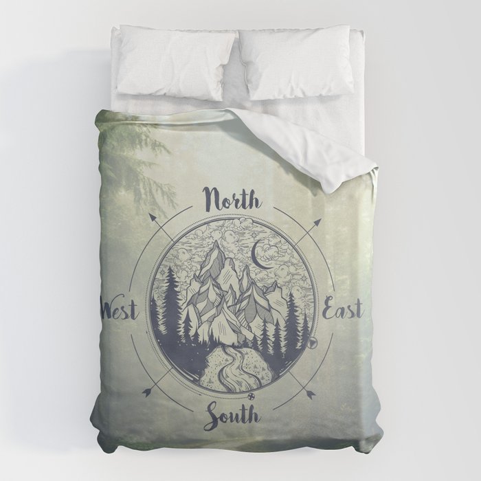 Compass Mountain Road Trip Duvet Cover Gallery Image 1