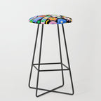 Retro cartoon sticker label pattern Stool Gallery Image 1