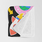 Retro cartoon sticker label pattern Throw Blanket Gallery Image 3