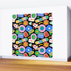 Retro cartoon sticker label pattern Wall Mural Gallery Image 2