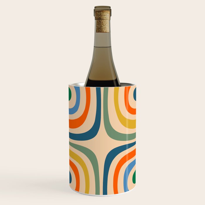Retro Confaab Abstract Vertical Pattern Blue Orange Green Mustard Apricot Wine Chiller Gallery Image 1