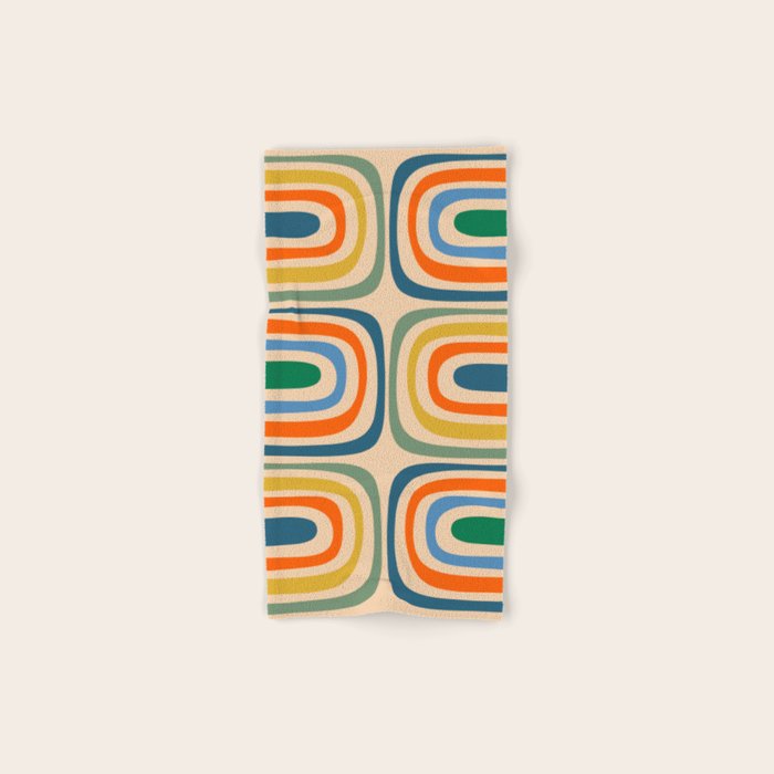 Retro Confaab Abstract Vertical Pattern Blue Orange Green Mustard Apricot Bath Towel Gallery Image 1