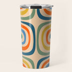 Retro Confaab Abstract Vertical Pattern Blue Orange Green Mustard Apricot Travel Mug Gallery Image 1