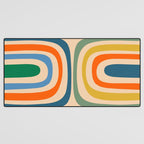 Retro Confaab Abstract Vertical Pattern Blue Orange Green Mustard Apricot Desk Mat Gallery Image 3