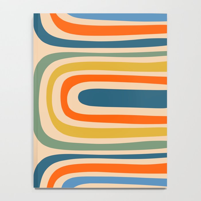Retro Confaab Abstract Vertical Pattern Blue Orange Green Mustard Apricot Notebook Gallery Image 4