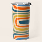 Retro Confaab Abstract Vertical Pattern Blue Orange Green Mustard Apricot Travel Mug Gallery Image 2