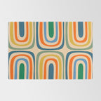 Retro Confaab Abstract Vertical Pattern Blue Orange Green Mustard Apricot Rug Gallery Image 2