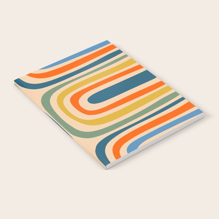 Retro Confaab Abstract Vertical Pattern Blue Orange Green Mustard Apricot Notebook Gallery Image 2