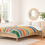 Retro Confaab Abstract Vertical Pattern Blue Orange Green Mustard Apricot Duvet Cover Gallery Image 2