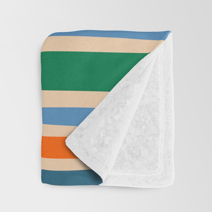Retro Confaab Abstract Vertical Pattern Blue Orange Green Mustard Apricot Throw Blanket Gallery Image 3