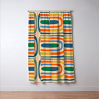 Retro Confaab Abstract Vertical Pattern Blue Orange Green Mustard Apricot Window Curtain Gallery Image 3