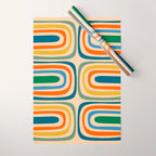 Retro Confaab Abstract Vertical Pattern Blue Orange Green Mustard Apricot Wrapping Paper Gallery Image 1