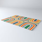 Retro Confaab Abstract Vertical Pattern Blue Orange Green Mustard Apricot Rug Gallery Image 3