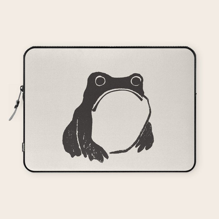 Matsumoto Hoji Japanese Grumpy Frog Art Print Laptop Sleeve Gallery Image 1
