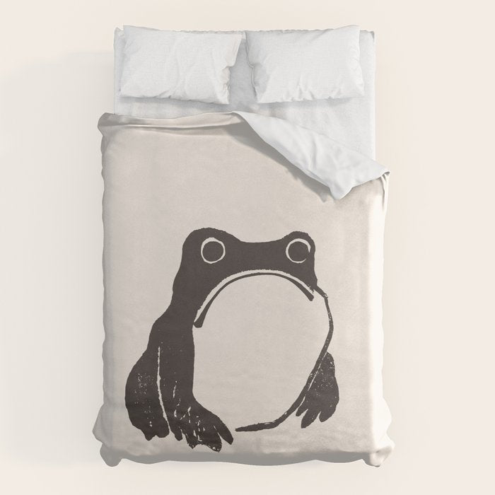 Matsumoto Hoji Japanese Grumpy Frog Art Print Duvet Cover