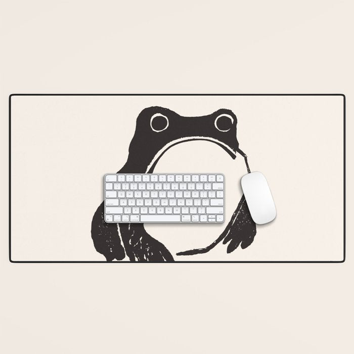 Matsumoto Hoji Japanese Grumpy Frog Art Print Desk Mat Gallery Image 1